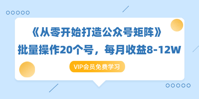 《从零开始打造公众号矩阵》批量操作20个号，每月收益大概8-12W（44节课）-私藏资源社