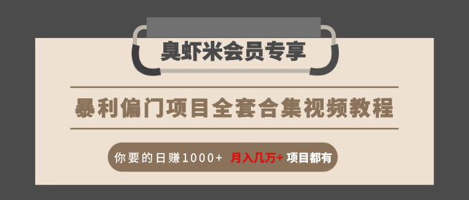 暴利偏门项目全套合集视频教程：你要的日赚1000+月入几万+项目都有-私藏资源社