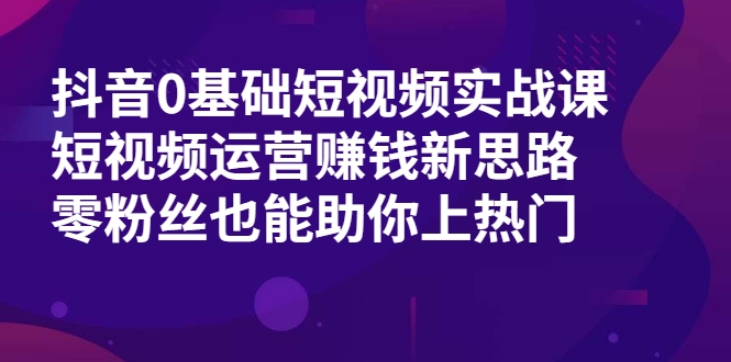 抖音0基础短视频实战课，短视频运营赚钱新思路，零粉丝也能助你上热门-私藏资源社