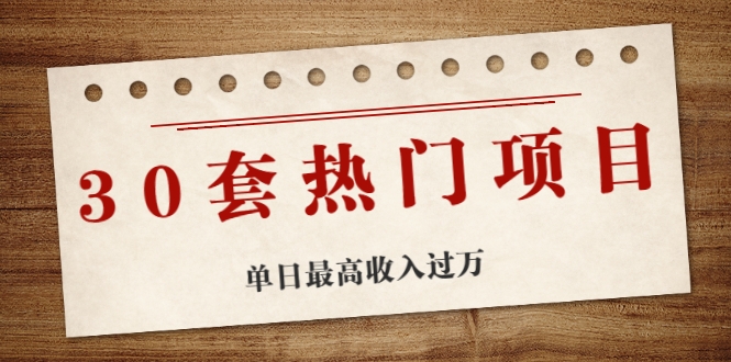 30套热门项目：单日最高收入过万 (网赚项目、朋友圈、涨粉套路、抖音、快手)等-私藏资源社