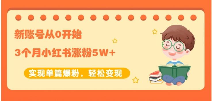 生财小红书涨粉变现：新账号从0开始3个月小红书涨粉5W+实现单篇爆粉-私藏资源社