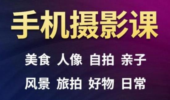 手机摄影一次学透，教程内容包括：美食、人像、自拍、风景、好物等-私藏资源社