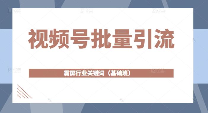 视频号批量引流，霸屏行业关键词（基础班）全面系统讲解视频号玩法-私藏资源社