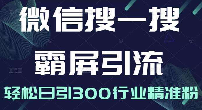 微信搜一搜霸屏引流课，打造被动精准引流系统，轻松日引300行业精准粉-私藏资源社