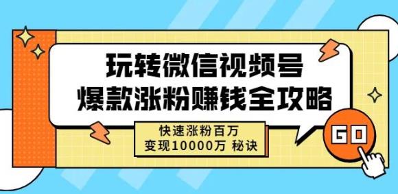 玩转微信视频号爆款涨粉赚钱全攻略，快速涨粉百万变现万元秘诀-私藏资源社