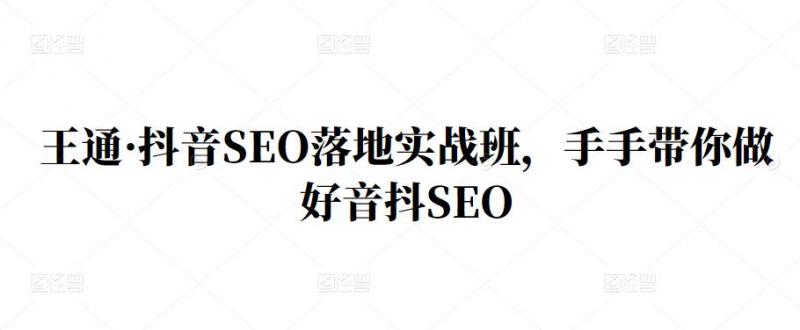 王通·抖音SEO落地实战班，手‬手带你做好音抖‬‬SEO-私藏资源社