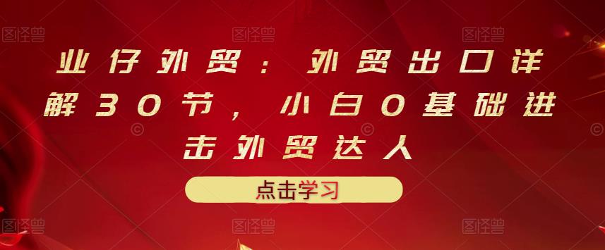 业仔外贸：外贸出口详解30节，小白0基础进击外贸达人 价值666元-私藏资源社