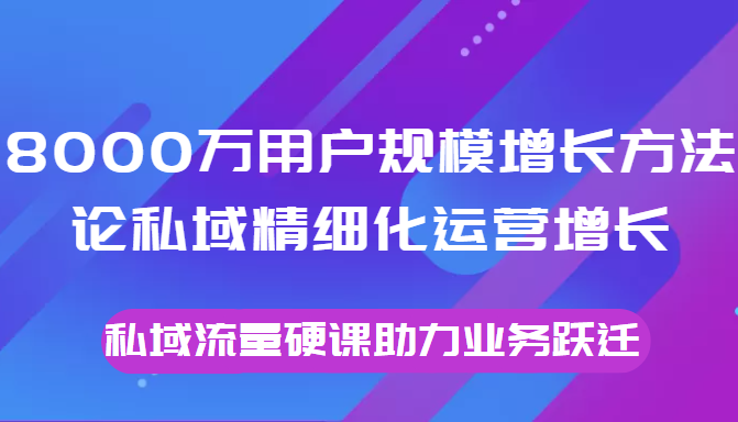 8000万用户规模增长方法论私域精细化运营增长，私域流量硬课助力业务跃迁-私藏资源社