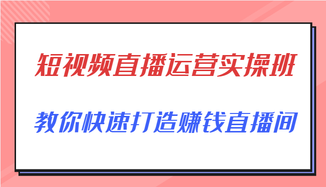 短视频直播运营实操班，直播带货精细化运营实操，教你快速打造赚钱直播间-私藏资源社