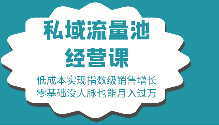 16堂私域流量池经营课：低成本实现指数级销售增长，零基础没人脉也能月入过万-私藏资源社