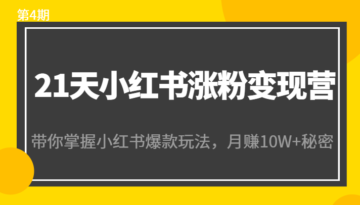 21天小红书涨粉变现营（第4期）：带你掌握小红书爆款玩法，月赚10W+秘密-私藏资源社