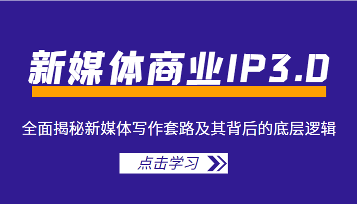 新媒体商业IP3.0，全面揭秘新媒体写作套路及其背后的底层逻辑（价值1299元）-私藏资源社