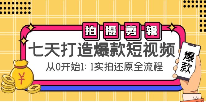 七天打造爆款短视频：拍摄+剪辑实操，从0开始1:1实拍还原实操全流程-私藏资源社