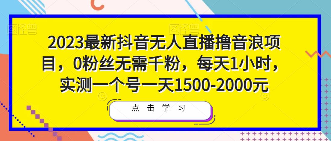 2023最新抖音无人直播撸音浪项目，0粉丝无需千粉，每天1小时，实测一个号一天1500-2000元-私藏资源社