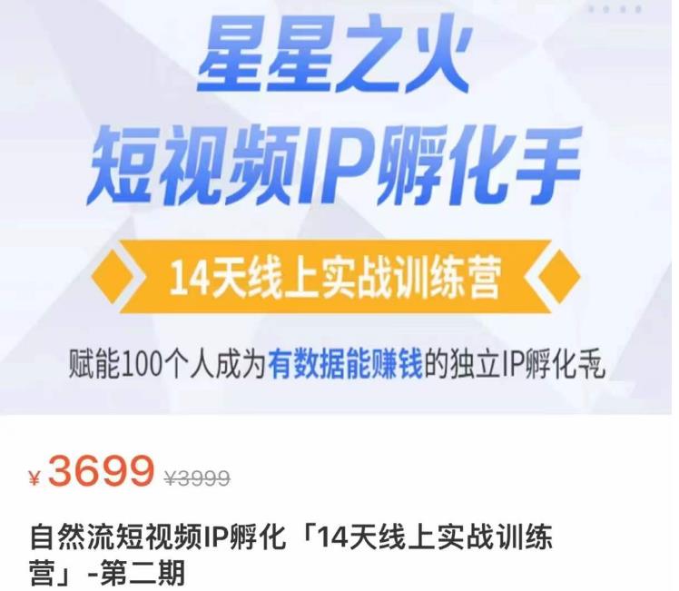 瑶瑶·自然流短视频IP孵化第二期，14天线上实战训练营，赋能100个人成为有数据能赚钱的独立IP孵化手-私藏资源社