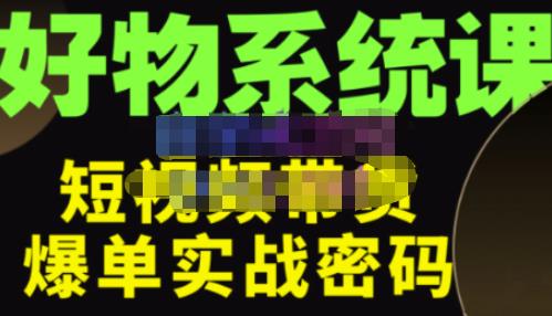 大嘴·好物短视频带货解析，学完你将懂的短视频带货底层逻辑，做出能表现的短视频-私藏资源社