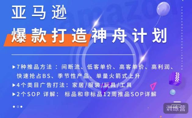 亚马逊爆款打造神舟计划，​7种推品方法，4个类目广告打法，2个SOP详解-私藏资源社