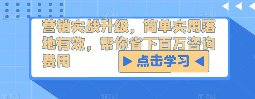 营销实战升级，简单实用落地有效，帮你省下百万咨询费用-私藏资源社