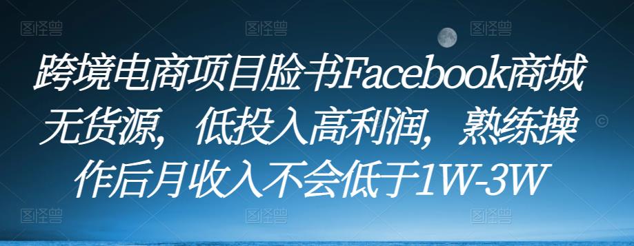 跨境电商项目脸书Facebook商城无货源，低投入高利润，熟练操作后月收入不会低于1W-3W-私藏资源社