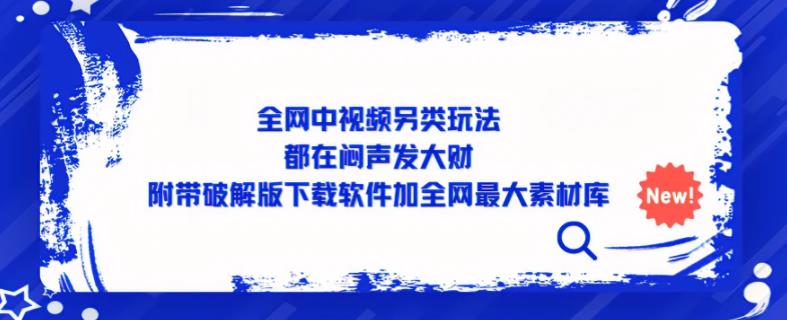 全网中视频另类玩法，都在闷声发大财，附带破解版下载软件加全网最大素材库-私藏资源社