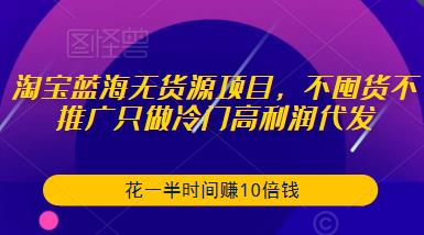 淘宝蓝海无货源项目，不囤货不推广只做冷门高利润代发，花一半时间赚10倍钱-私藏资源社