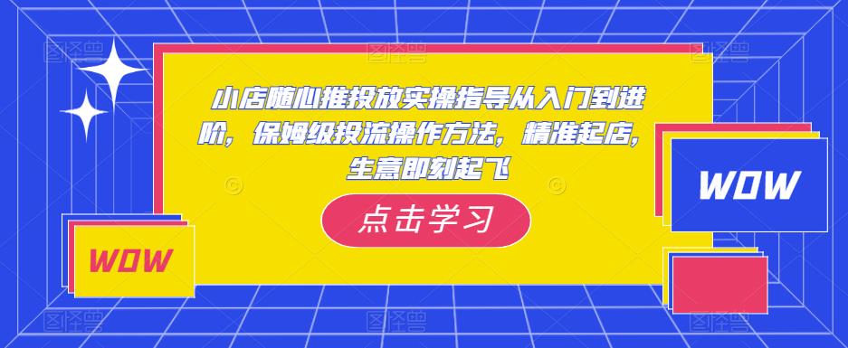 小店随心推投放实操指导从入门到进阶，保姆级投流操作方法，精准起店，生意即刻起飞-私藏资源社