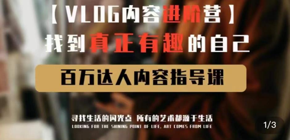 vlog内容进阶营，找到真正有趣的自己，百万达人内容指导课-私藏资源社