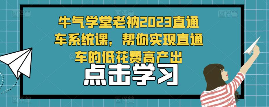 牛气学堂老衲2023直通车系统课，帮你实现直通车的低花费高产出-私藏资源社