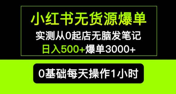 小红书无货源爆单实测从0起店无脑发笔记爆单3000+长期项目可多店-私藏资源社