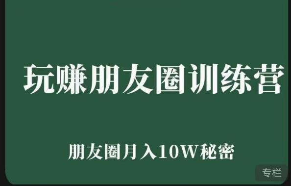 玩赚朋友圈系统课，朋友圈月入10W的秘密，​7天系统图文课程-私藏资源社