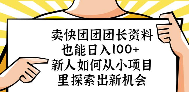 卖快团团团长资料也能日入100+新人如何从小项目里探索出新机会-私藏资源社