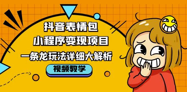 抖音表情包小程序变现项目，一条龙玩法详细大解析，视频版学习！-私藏资源社