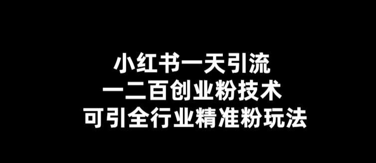 小红书一天引流一二百创业粉技术，可引全行业精准粉玩法【仅揭秘】-私藏资源社