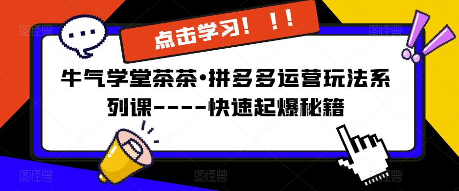 牛气学堂茶茶•拼多多运营玩法系列课—-快速起爆秘籍【更新】-私藏资源社