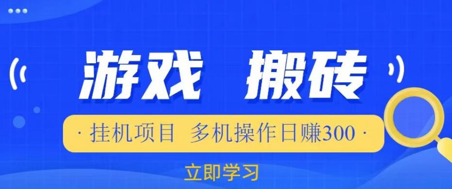 游戏挂机挂机项目，多机操作，日赚300【揭秘】-私藏资源社