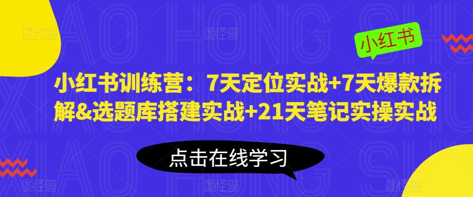 小红书训练营：7天定位实战+7天爆款拆解&选题库搭建实战+21天笔记实操实战-私藏资源社