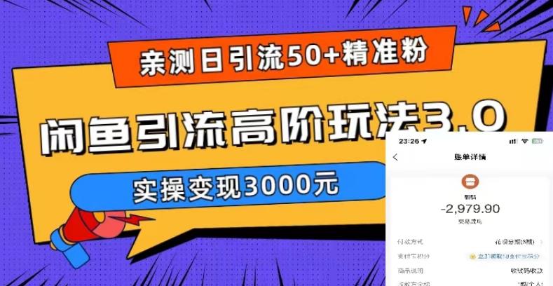 亲测日引50+精准粉，闲鱼引流高阶玩法3.0，实操变现3000元【揭秘】-私藏资源社