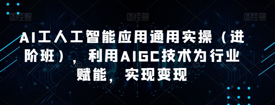 AI工人工智能应用通用实操（进阶班），利用AIGC技术为行业赋能，实现变现-私藏资源社