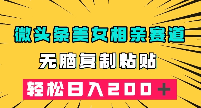 微头条冷门美女相亲赛道，无脑复制粘贴，轻松日入200＋【揭秘】-私藏资源社