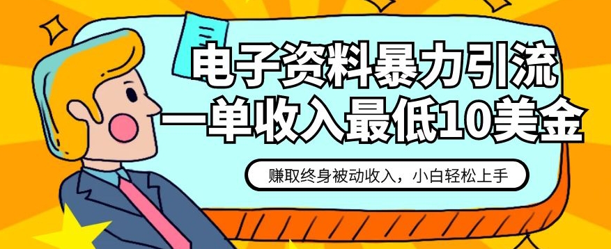 电子资料暴力引流，一单最低10美金，赚取终身被动收入，保姆级教程【揭秘】-私藏资源社