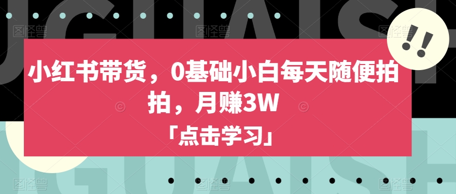 小红书带货，0基础小白每天随便拍拍，月赚3W【揭秘】-私藏资源社