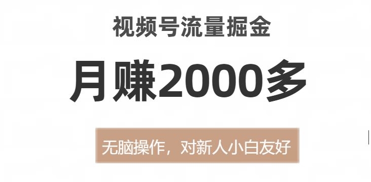 视频号流量掘金，无脑操作，对新人小白友好，月赚2000多【揭秘】-私藏资源社