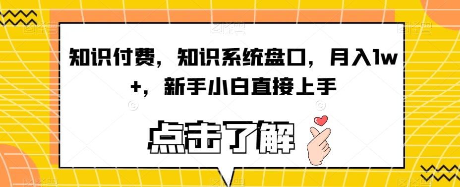 知识付费，知识系统盘口，月入1w+，新手小白直接上手-私藏资源社