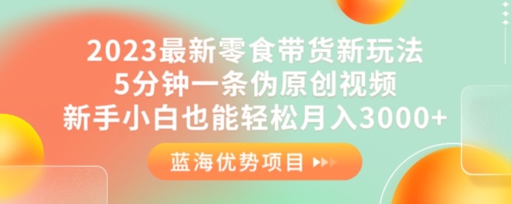 2023最新零食带货新玩法，5分钟一条伪原创视频，新手小白也能轻松月入3000+【揭秘】-私藏资源社