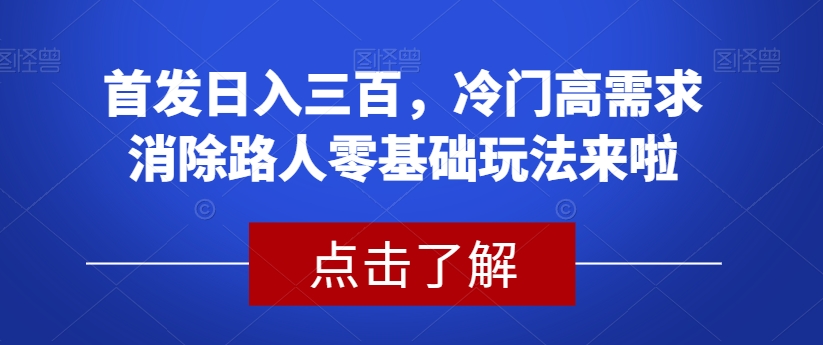 首发日入三百，冷门高需求消除路人零基础玩法来啦【揭秘】-私藏资源社