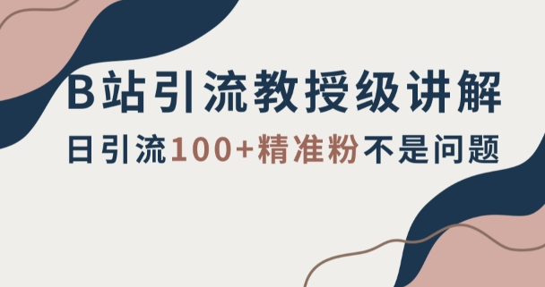 B站引流教授级讲解，细节满满，日引流100+精准粉不是问题【揭秘】-私藏资源社