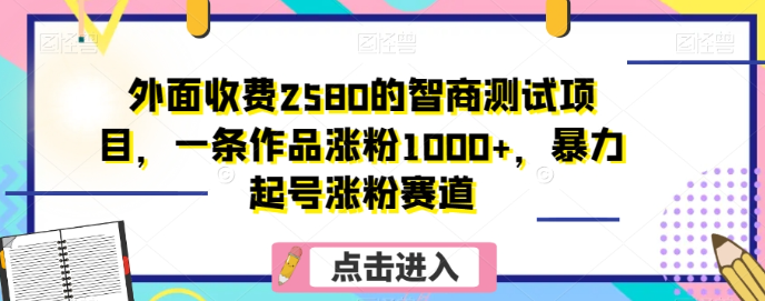 外面收费2580的智商测试项目，一条作品涨粉1000+，暴力起号涨粉赛道【揭秘】-私藏资源社