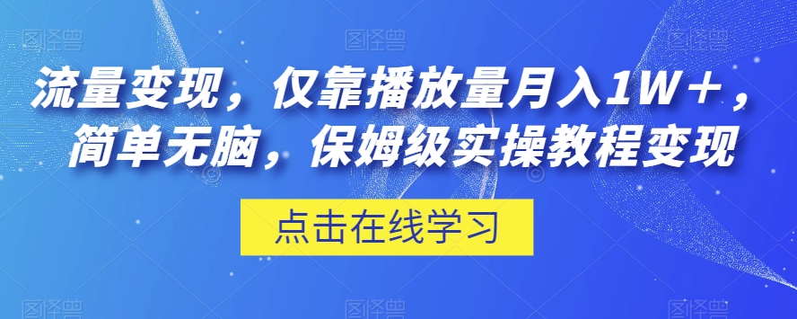 流量变现，仅靠播放量月入1W＋，简单无脑，保姆级实操教程【揭秘】-私藏资源社