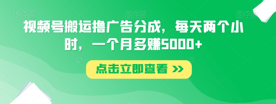 视频号搬运撸广告分成，每天两个小时，一个月多赚5000+-私藏资源社