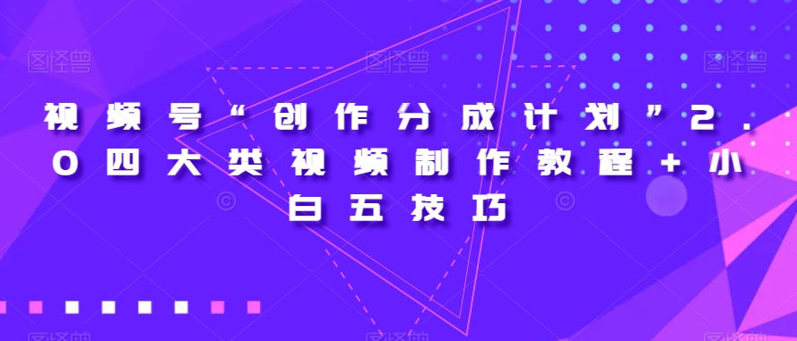 视频号“创作分成计划”2.0四大类视频制作教程+小白五技巧【揭秘】-私藏资源社